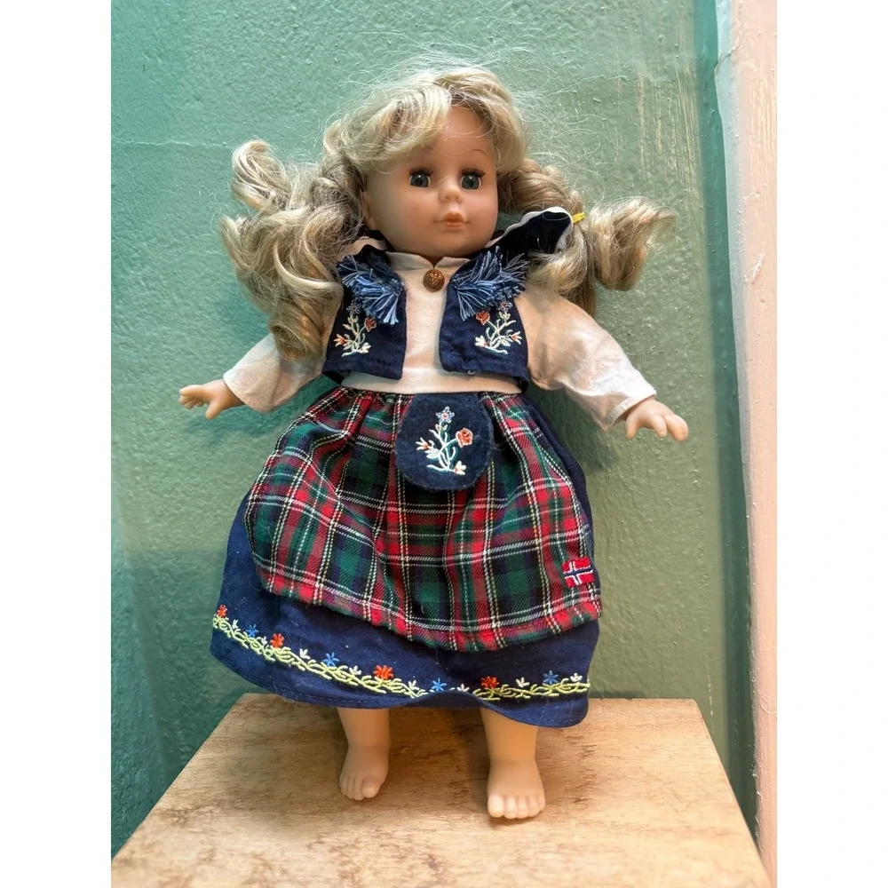 Vintage Schneider German Handcrafted Porcelain Doll In Traditional Dress Costume